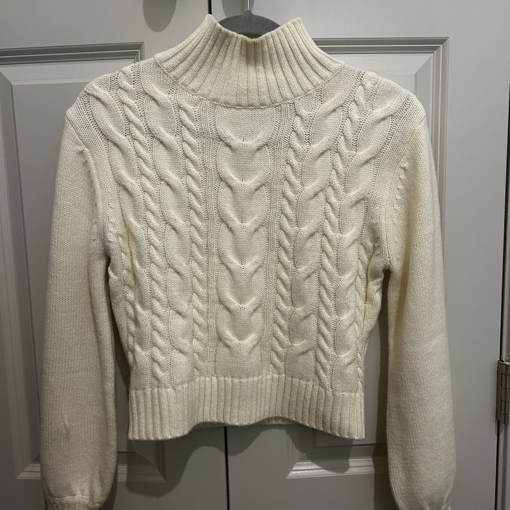 Gabrielle Union Cream Turtleneck Cable Knit Sweater, Unworn